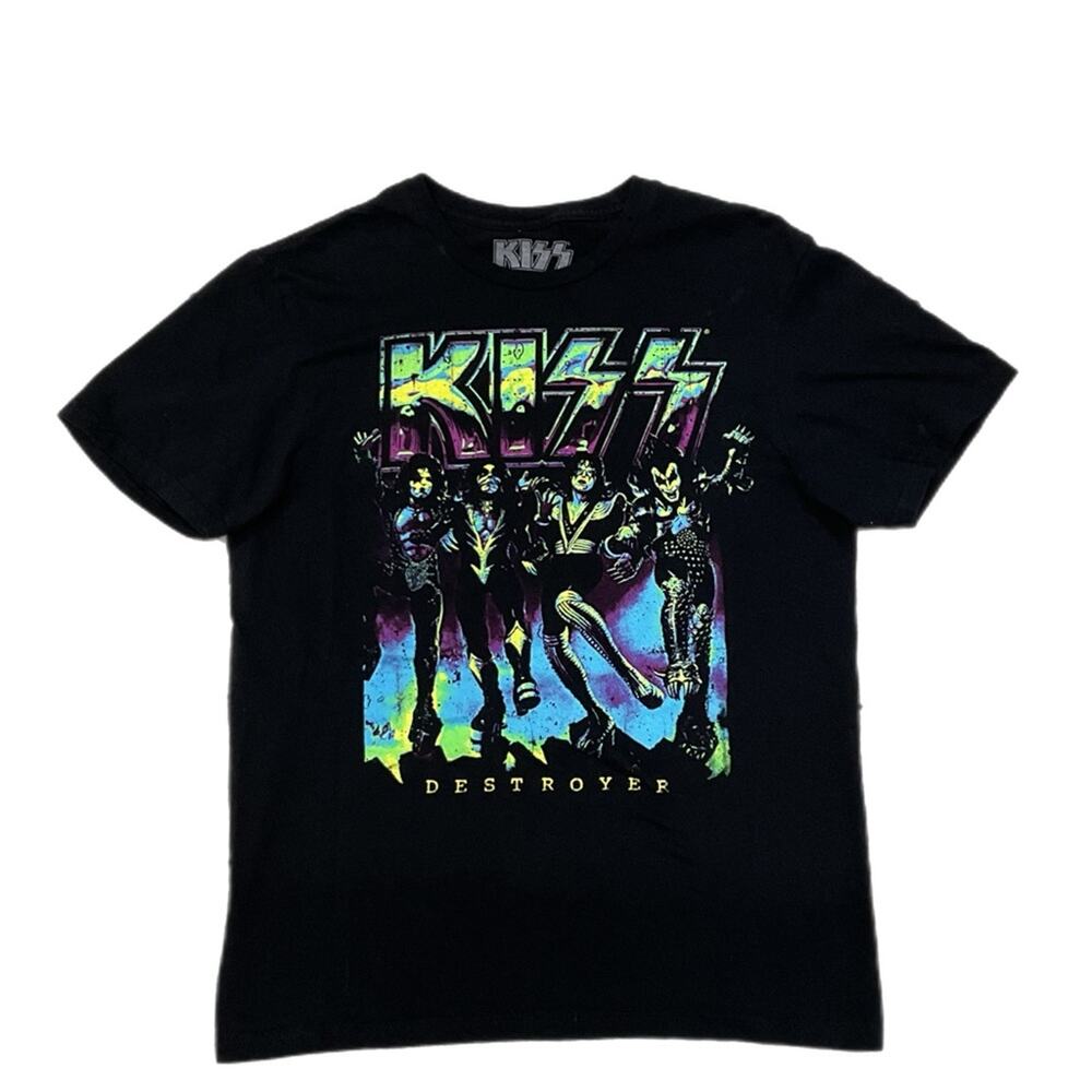 KISS Destroyer Neon Black Graphic Band T-Shirt